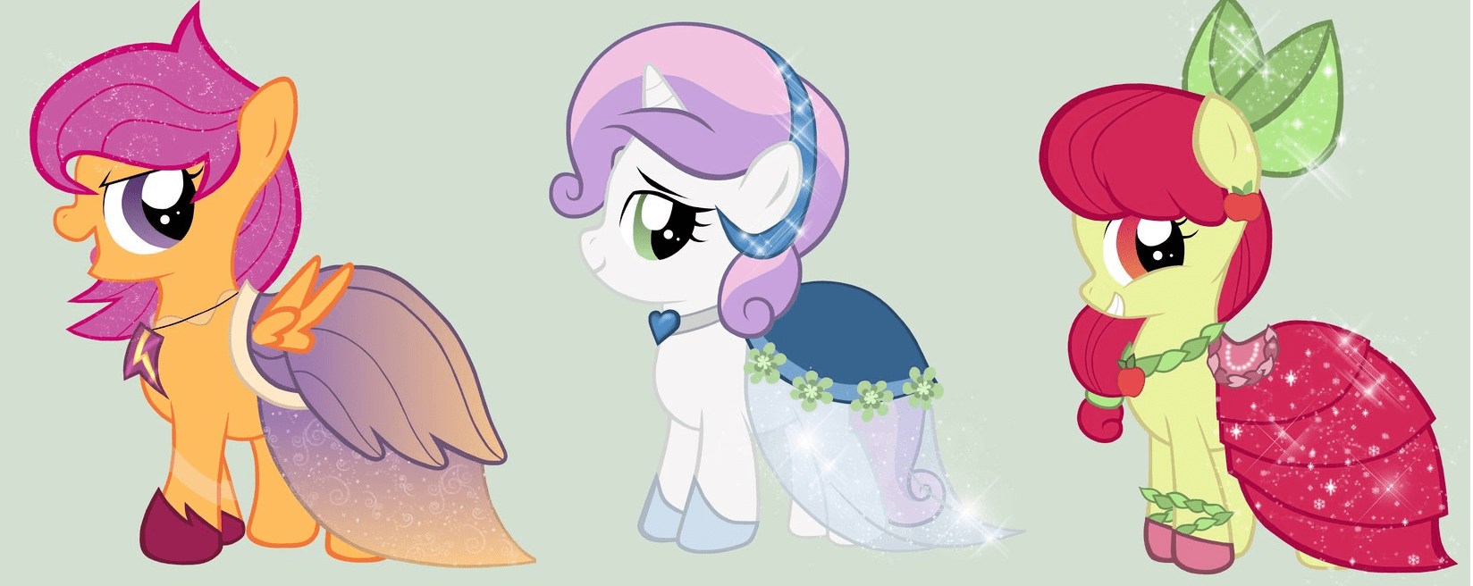 1648x656 Cutie Mark Crusaders Gala Dress Little Pony Friendship is Magic Fan Art