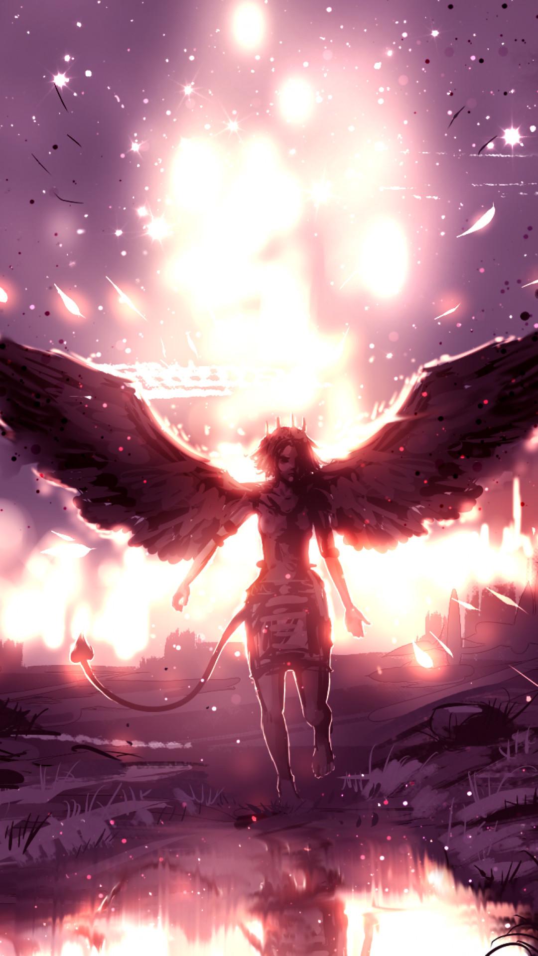 1080x1920 Fallen Angel, Wings, Artwork, Light, Feathers Data Save Us Now David Chappell