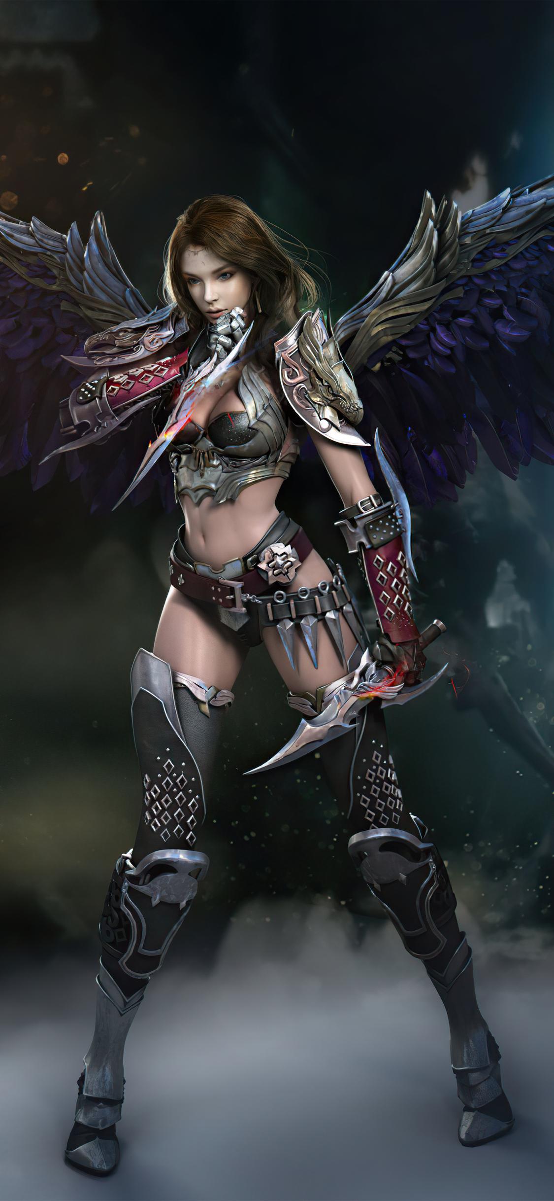 1125x2436 Warrior Dark Angel Art 5k iPhone XS, iPhone iPhone X HD 4k Wallpaper, Image, Background, Photo and Picture