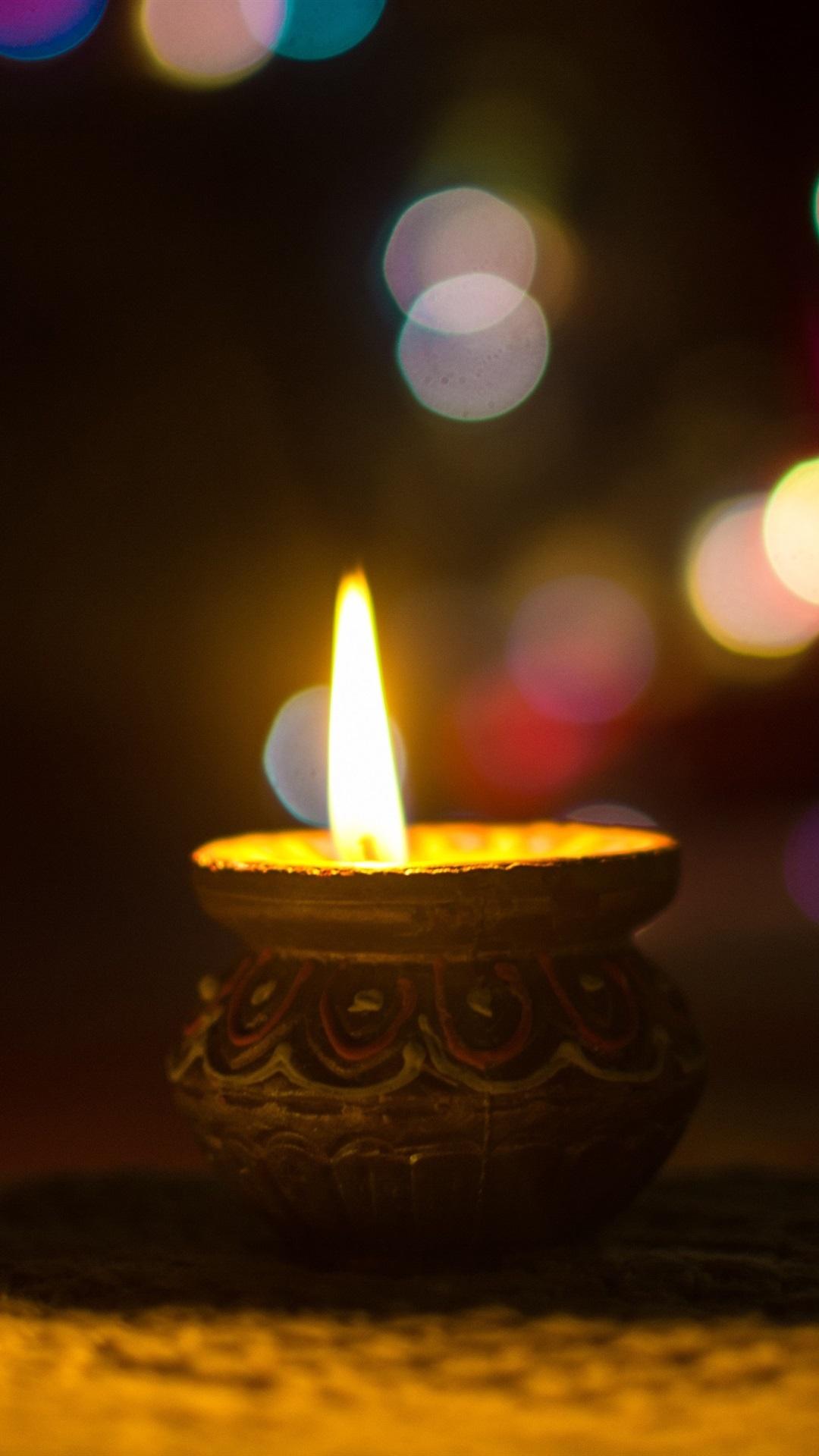 1080x1920 Candle, Flame, Fire, Colorful Light Circles 1080x1920 IPhone 8 7 6 6S Plus Wallpaper, Background, Picture, Image
