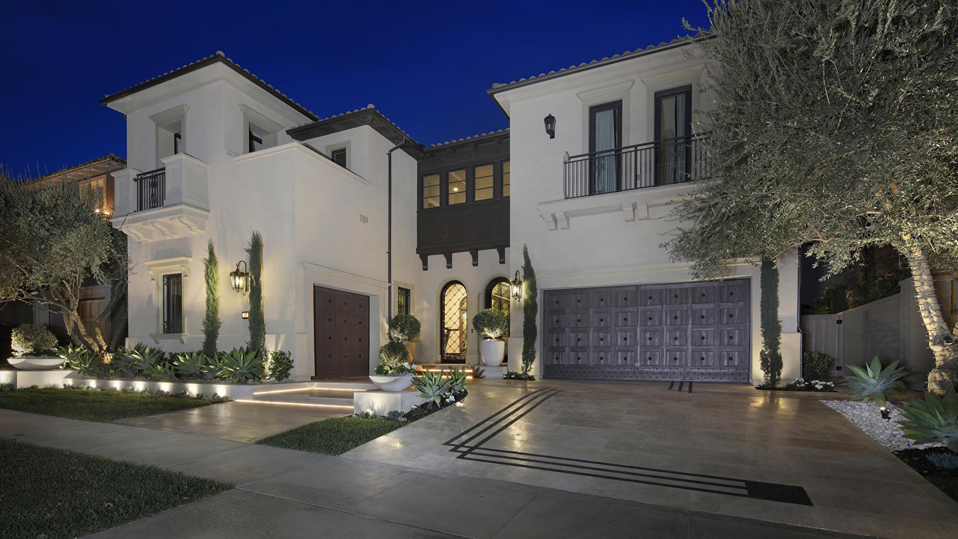 1920x1080 Desktop Wallpaper USA Newport Beach Mansion night time 1920x1080