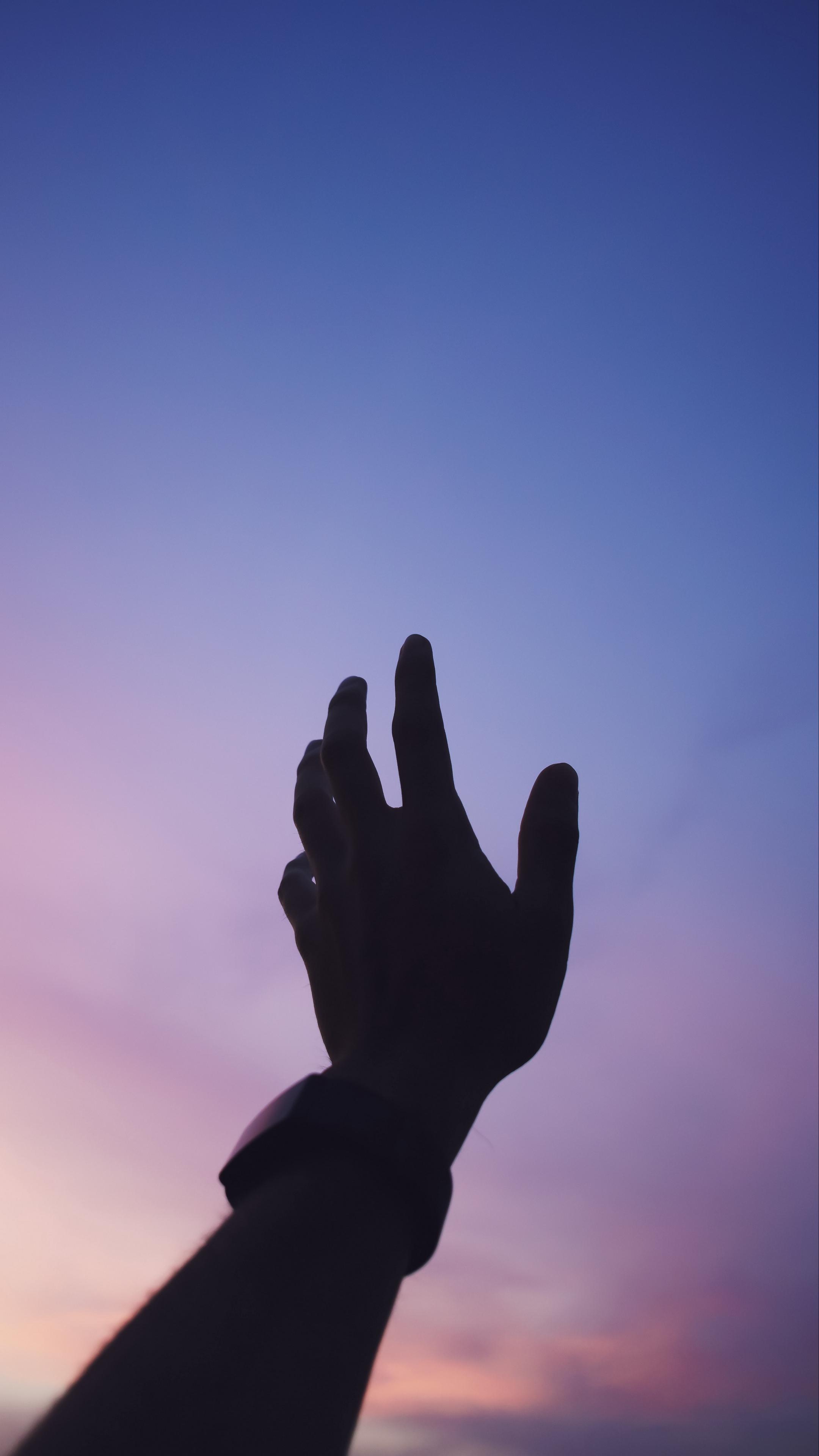 2160x3840 Wallpaper Hand, Silhouette, Sky Wallpaper Hand Silhouette