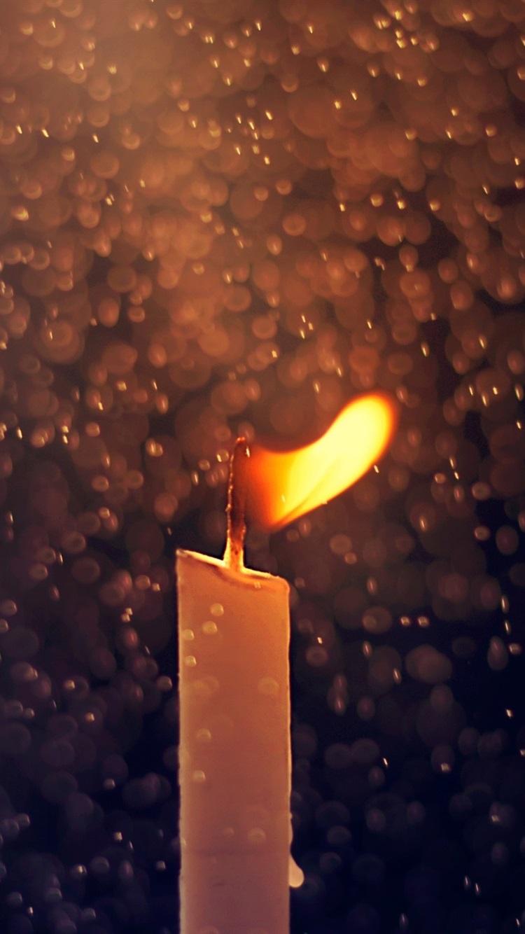 750x1334 Candle, Fire, Raindrops, Macro Photography 750x1334 IPhone 8 7 6 6S Wallpaper, Background, Picture, Image