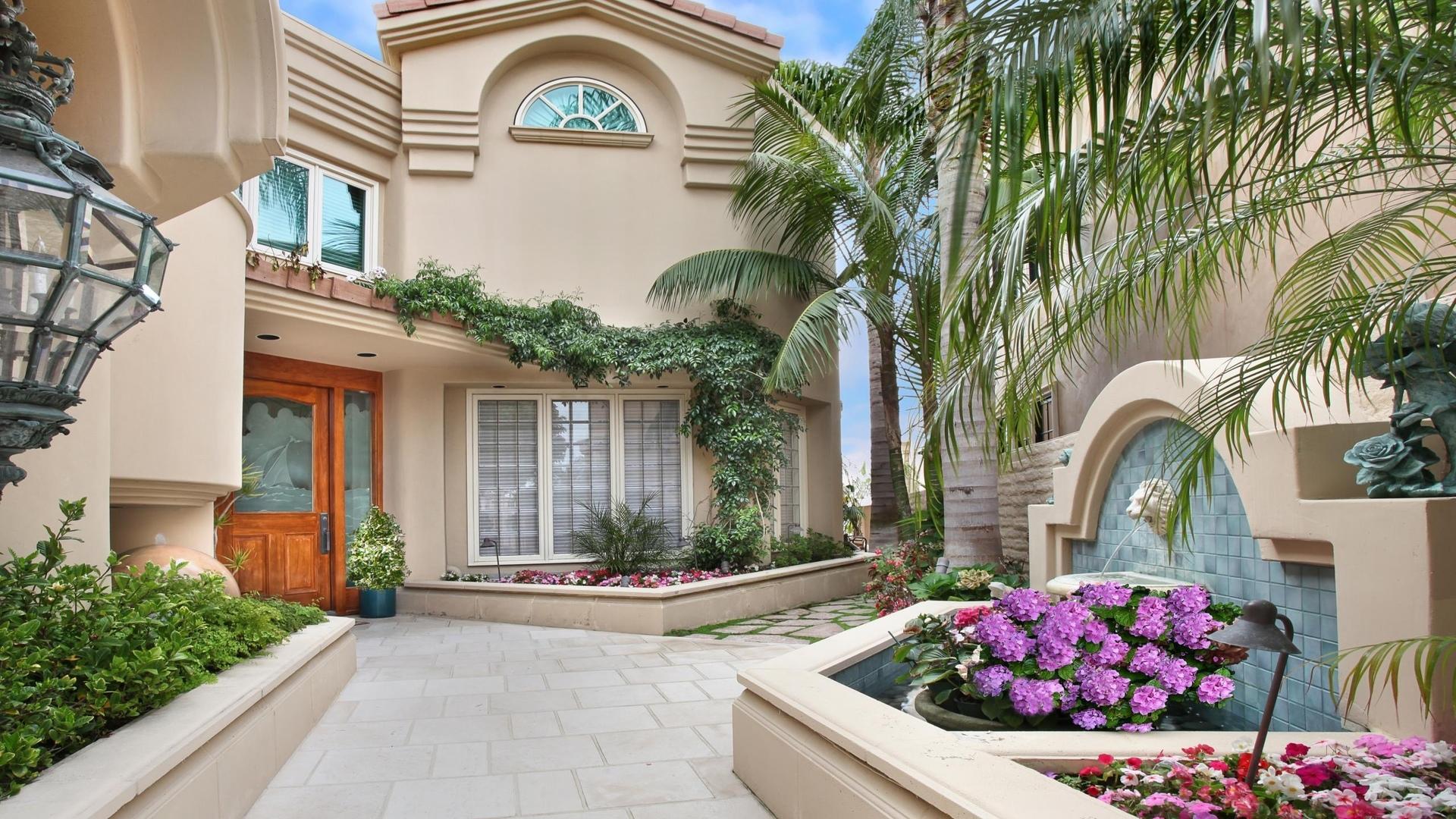 1920x1080 1920x1080 Style, flowers, villa, house