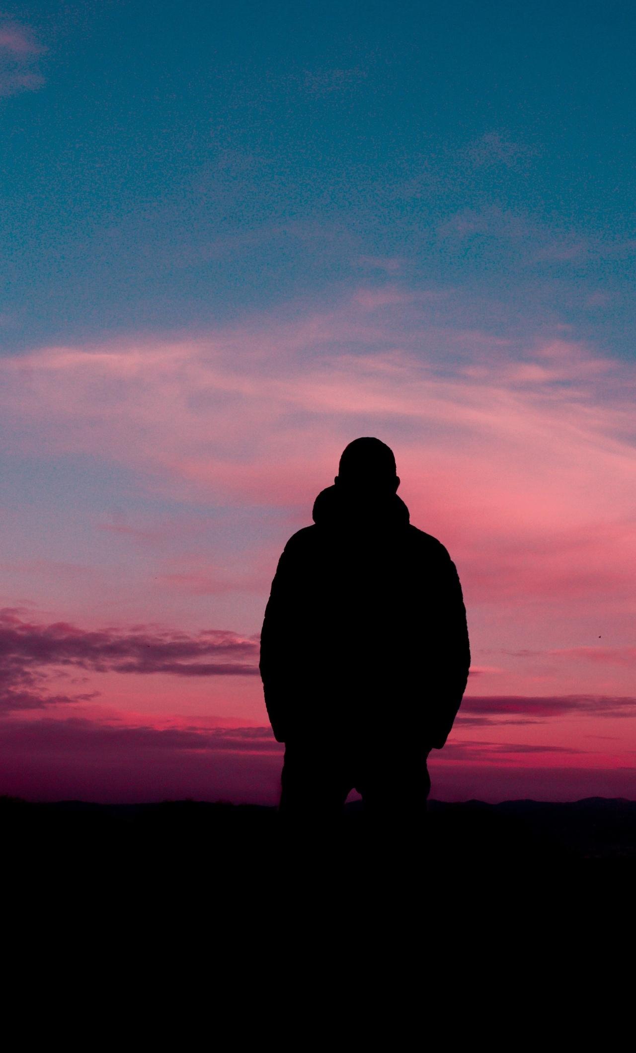 1280x2120 Man Silhouette Sky Solitude 5k iPhone HD 4k Wallpaper, Image, Background, Photo and Picture