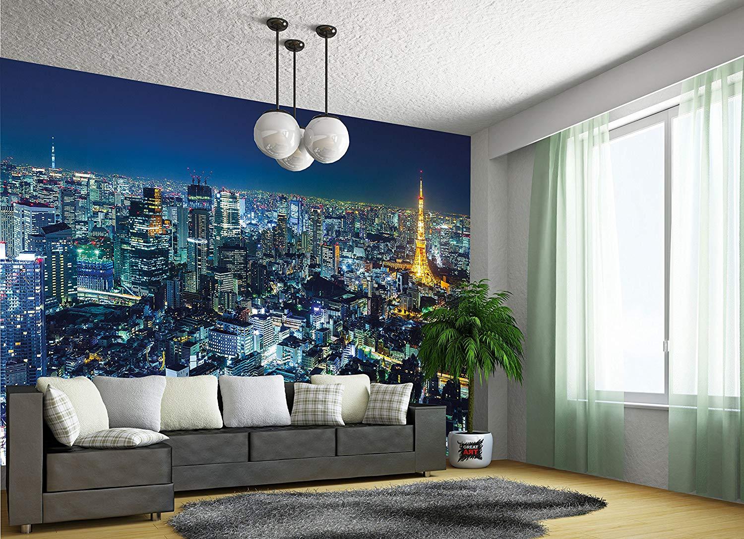 1500x1086 Wallpaper Tokyo City Mural Decoration Tokyo Skyline Night Metropolis