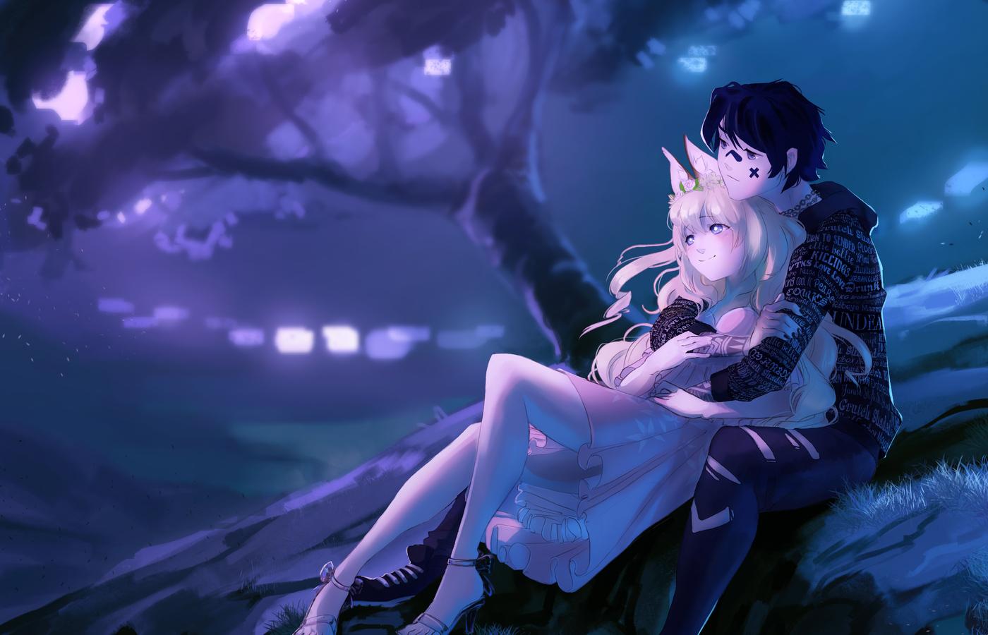 1400x900 Embraced And Endeared Anime Couple 4k 1400x900 Resolution HD 4k Wallpaper, Image, Background, Photo and Picture