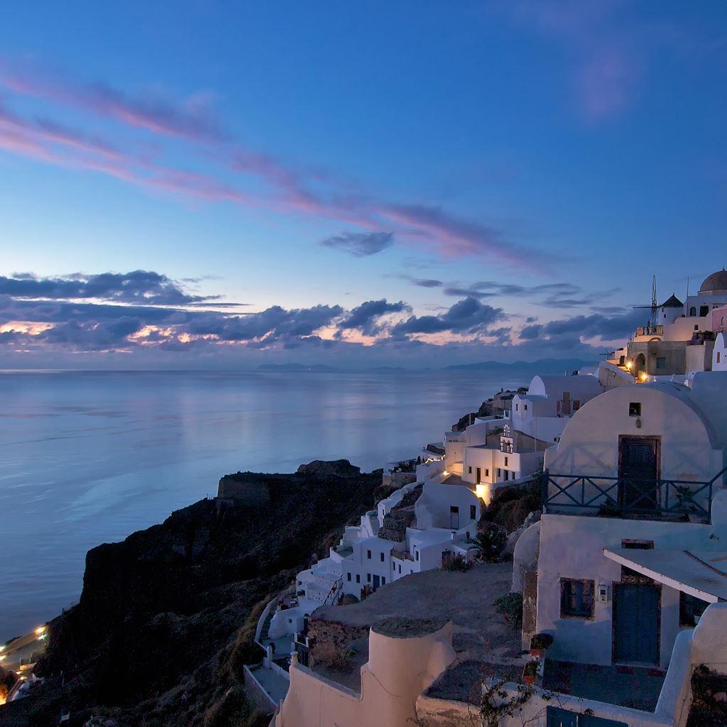 1024x1024 Santorini Greece iPad Wallpaper Free Download