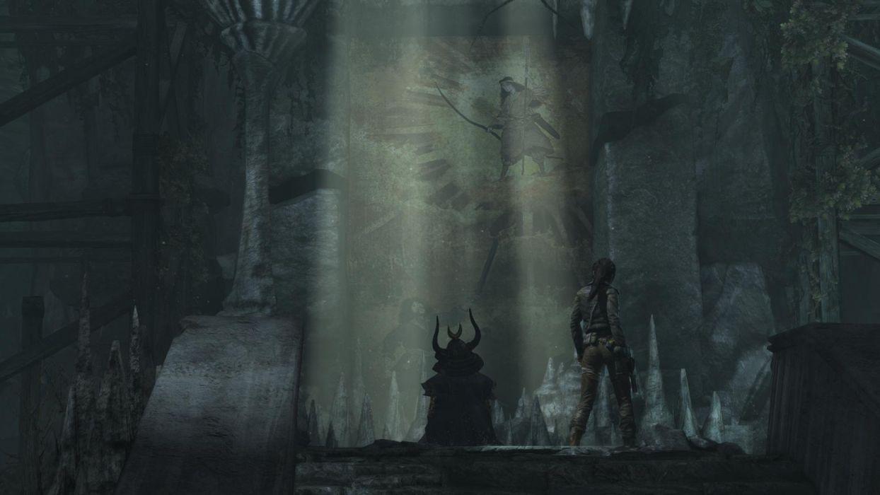 1244x700 Lara Croft Tombraider Ruins Samurai Oni wallpaper