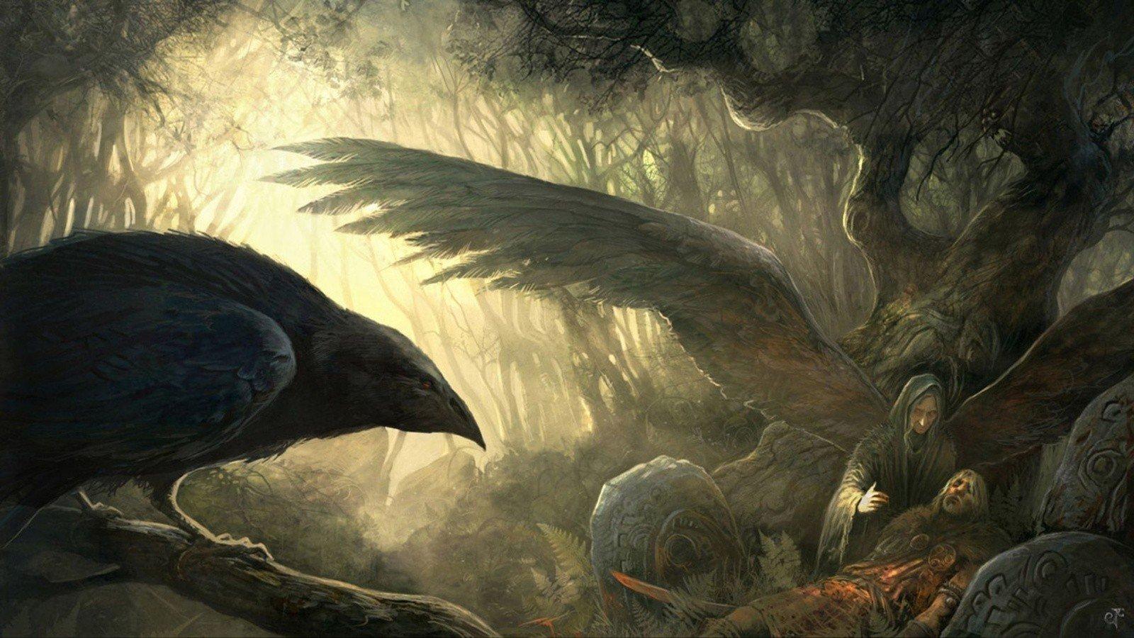 1600x900 Vikings, Mythology, Wings, Crow HD Wallpaper / Desktop and Mobile Image & Photo