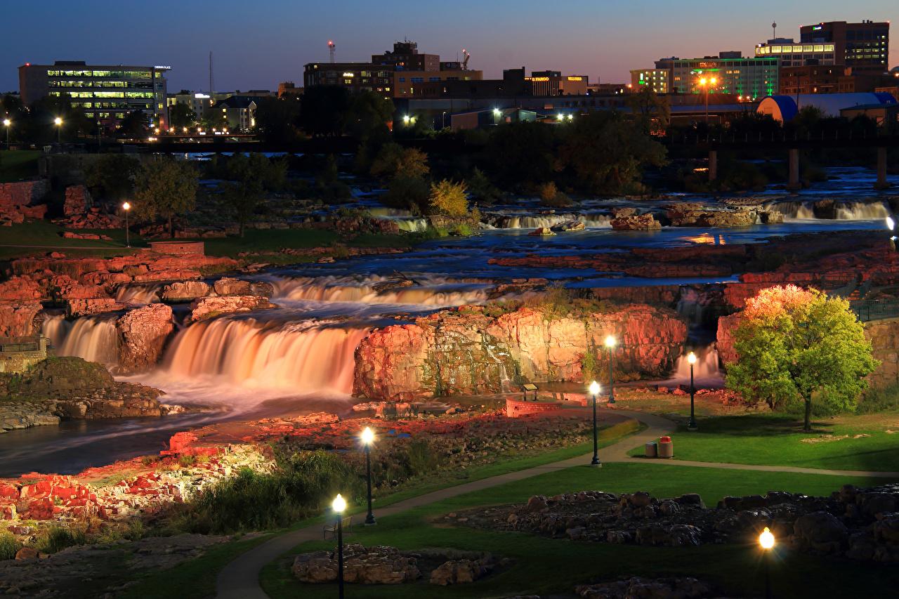 1280x853 Image USA Falls Park South Dakota Nature Waterfalls park Stones