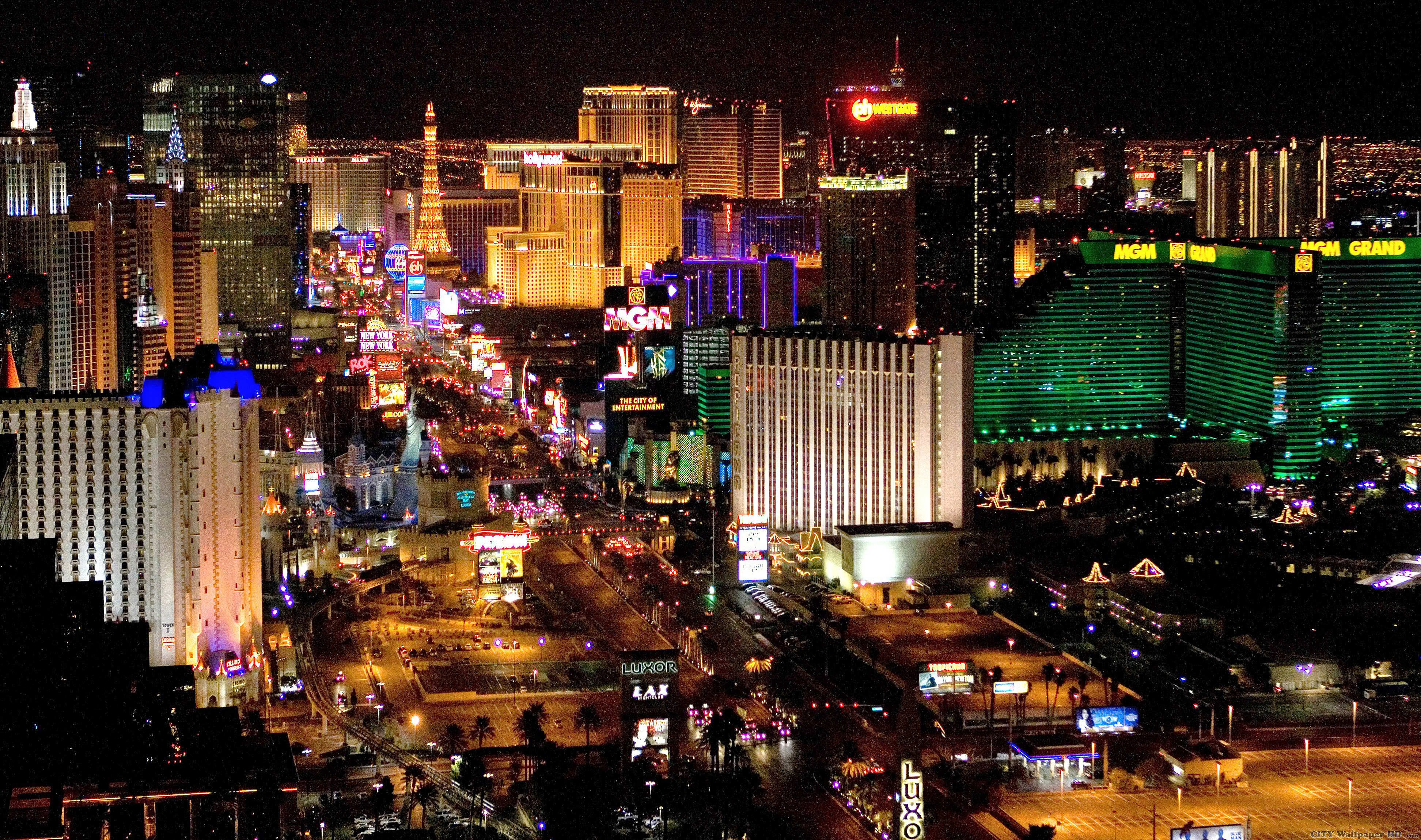 3888x2300 Night Las Vegas. To download background. Las Vegas, Nevada, USA, night, lights, hotels