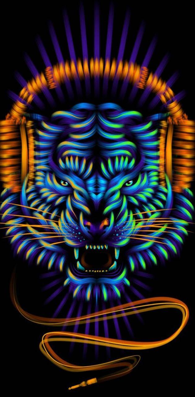 630x1280 Neon Tiger wallpaper