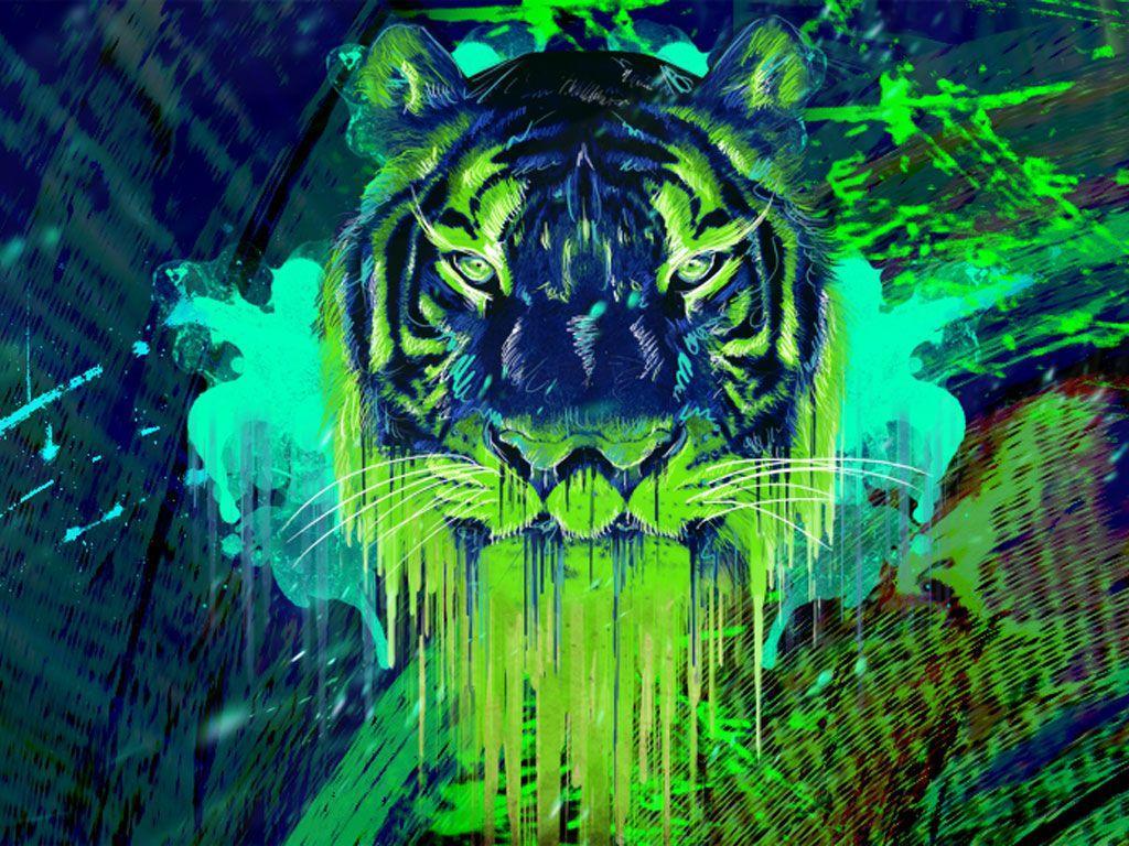 1024x768 Trippy Tiger Wallpaper and HD Background free download on PicGaGa