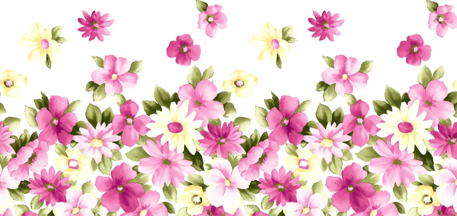 1600x757 Flower Floral design Pastel Wallpaper 1600*757 transprent