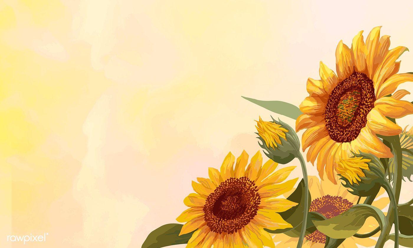 1400x840 Hand drawn sunflowers on a yellow background vector. Sunflowers background, Yellow background, How to draw hands