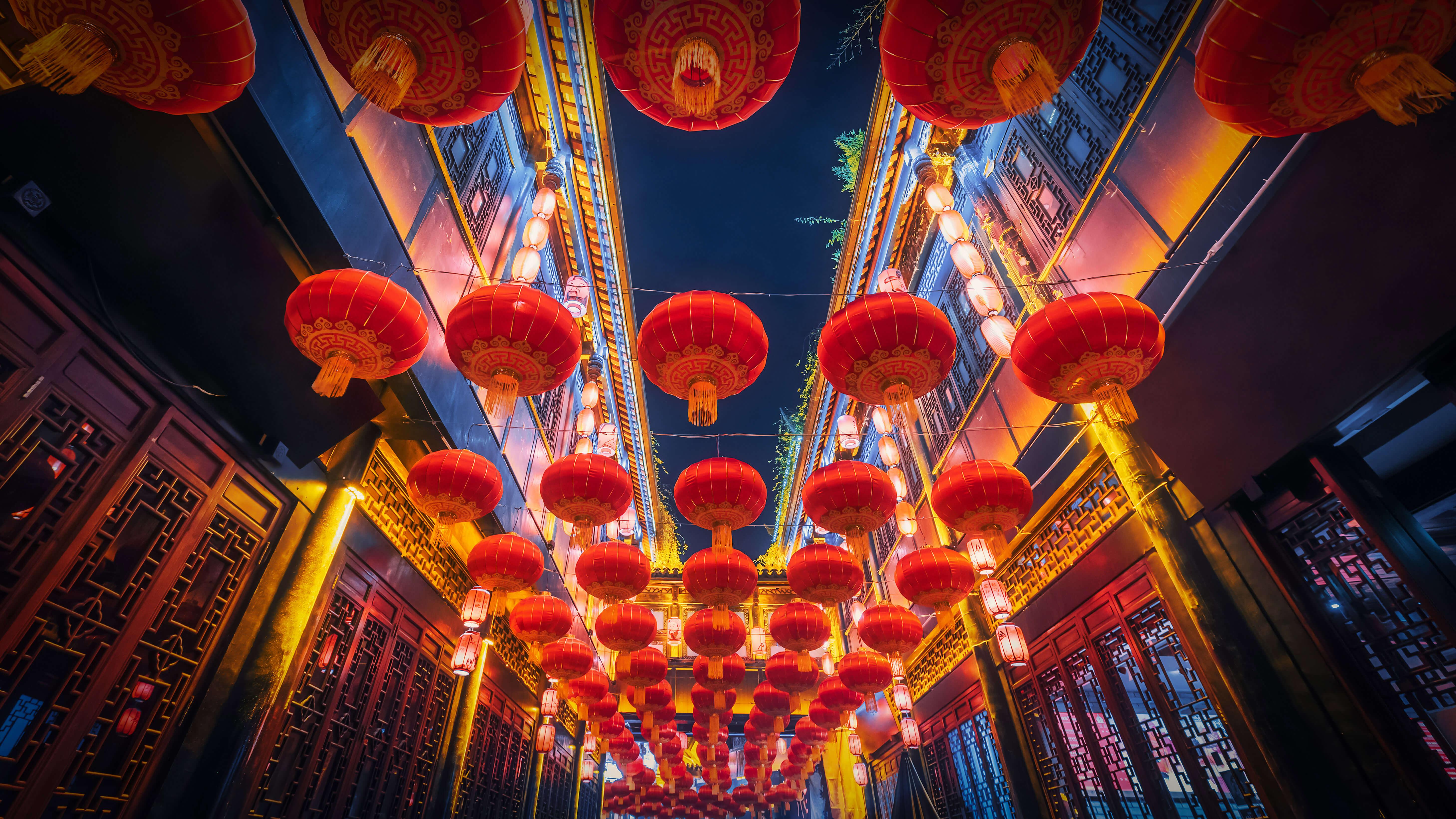 5835x3282 Lantern Festival Wallpaper 4K, Chinese New Year, China, Lanterns, Night, 5K, Photography