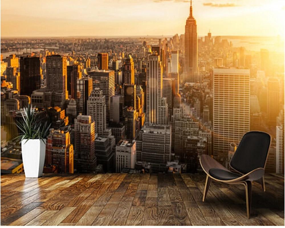 1000x800 Custom black white retro wallpaper, Sunrise New York wallpaper for walls 3D, living room kitchen restaurant cafe wall pvc