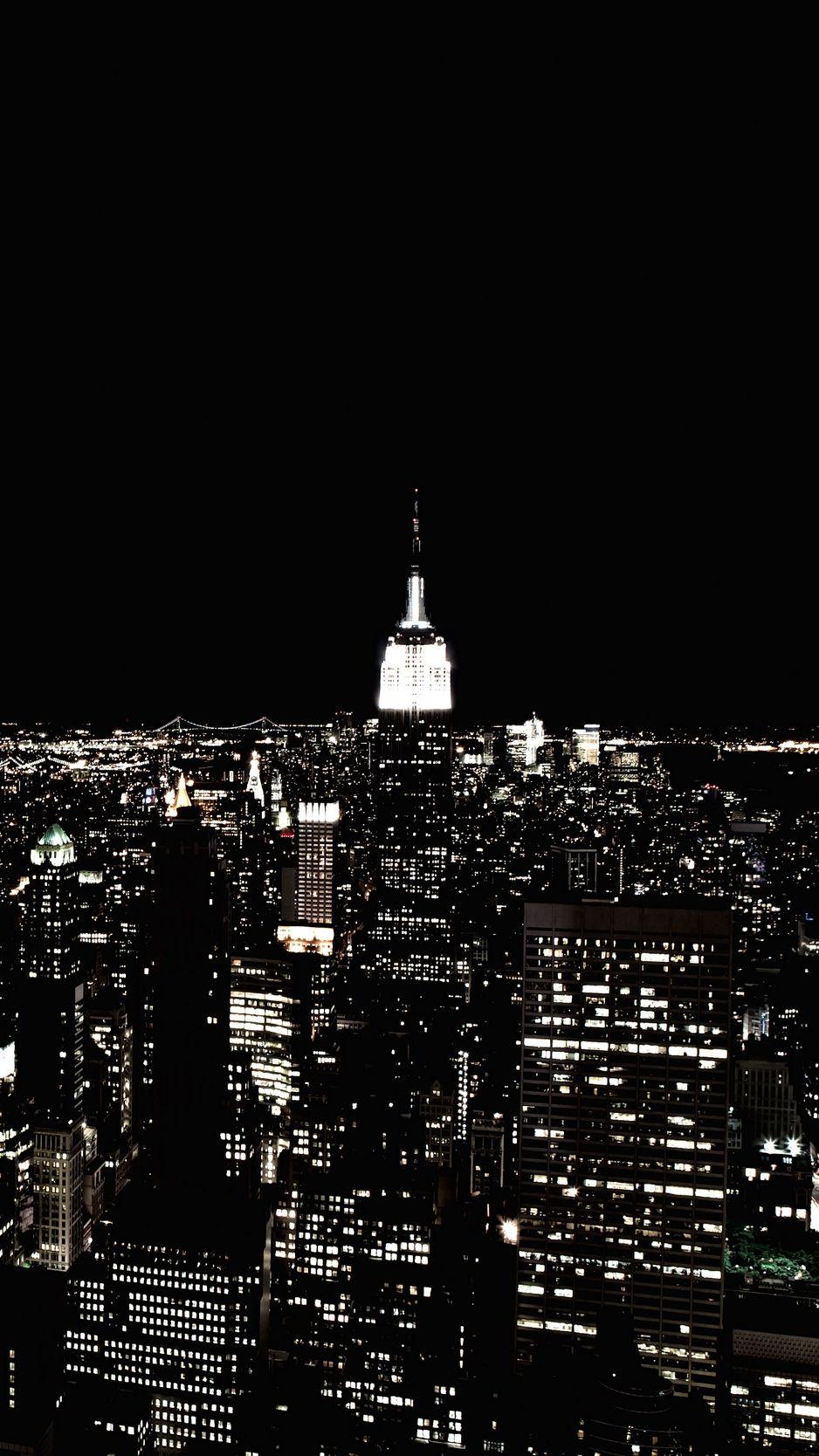 938x1668 City Lights Black and White Wallpaper