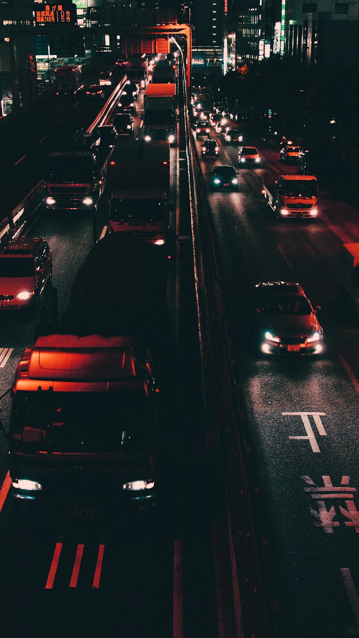 1242x2208 iPhone X wallpaper. street car japan night orange