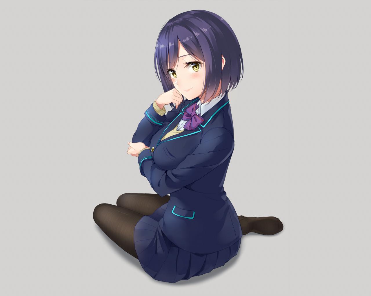 1280x1024 Download 1280x1024 wallpaper calm, cute, anime girl, school uniform, standard 5: fullscreen, 1280x1024 HD image, background, 4450