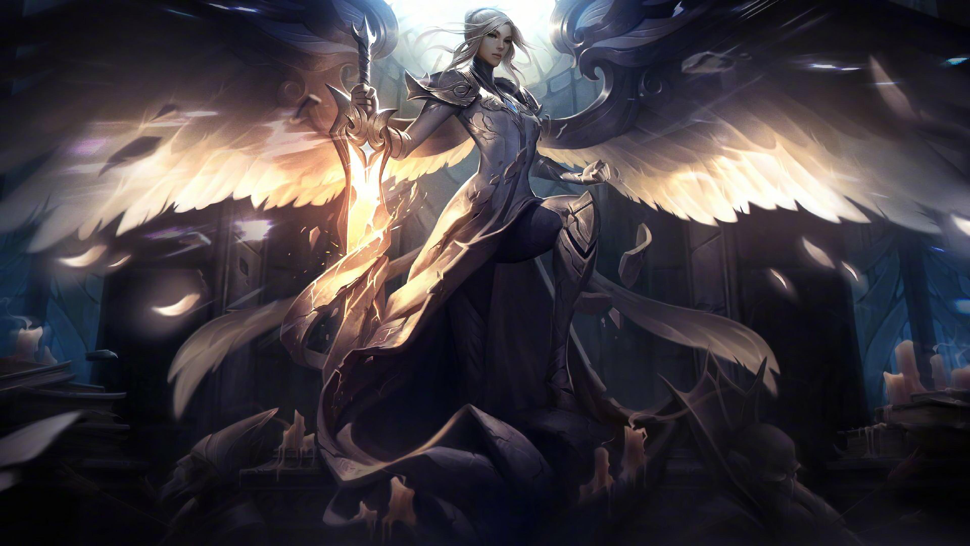 3840x2160 Silver Kayle Unmasked Splash Art LoL 4K Wallpaper