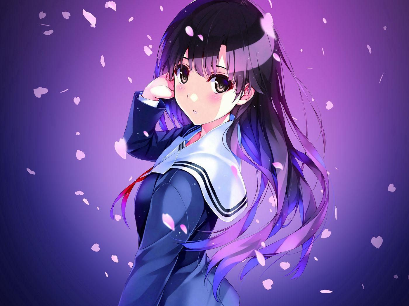 1400x1050 Download wallpaper 1400x1050 anime, schoolgirl, uniform, girl standard 4:3 HD background