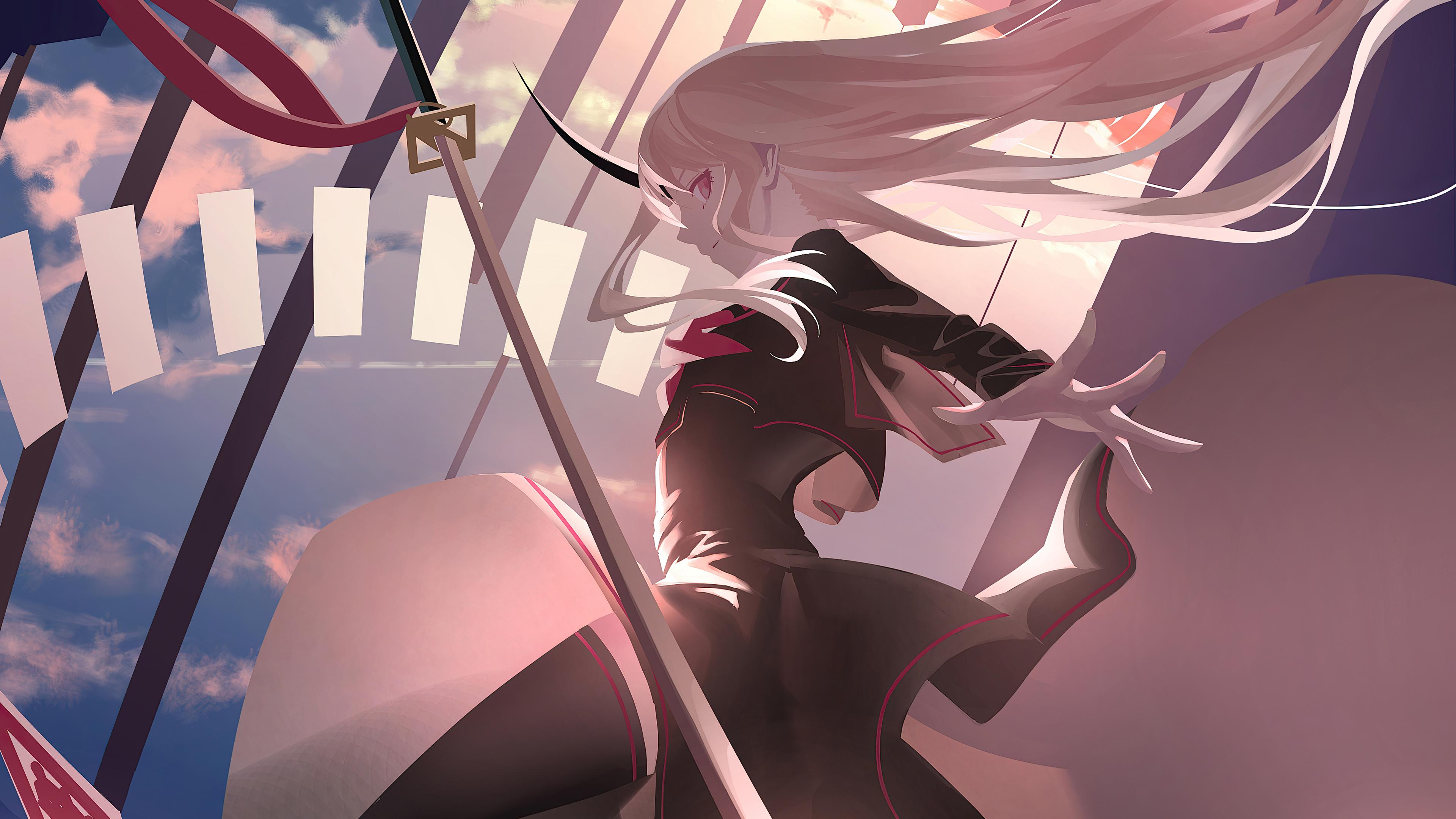 3840x2160 Anime Girl School Uniform Weapons 4k, HD Anime, 4k Wallpaper, Image, Background, Photo and Picture