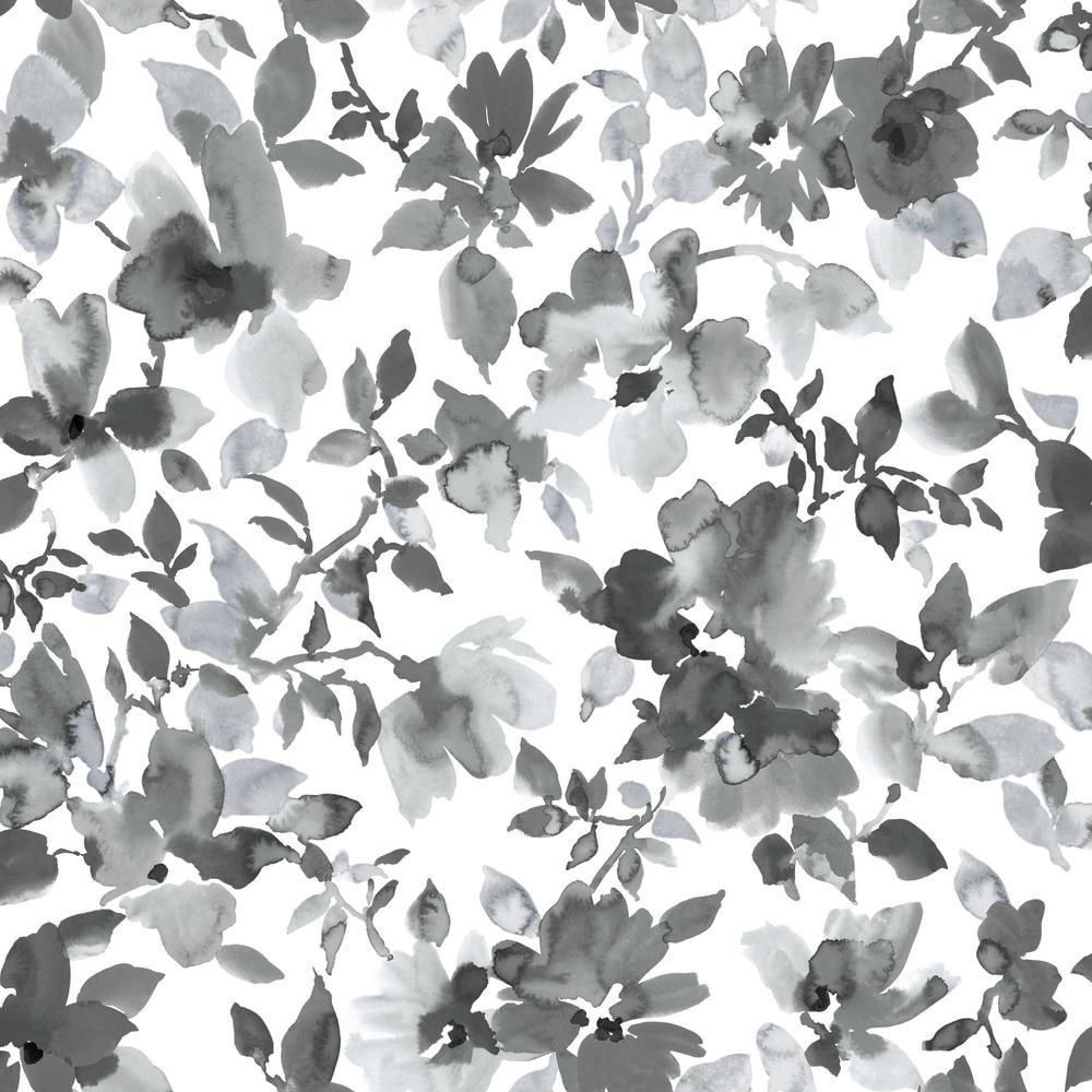 1000x1000 RoomMates Watercolor Black Floral Vinyl Peel & Stick Wallpaper Roll (Covers 28.18 Sq. Ft.) RMK11236WP Home Depot