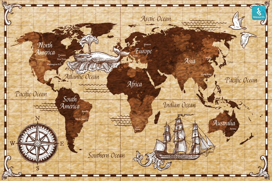 1152x768 Adventure Vintage World Map Wallpaper Malaysia