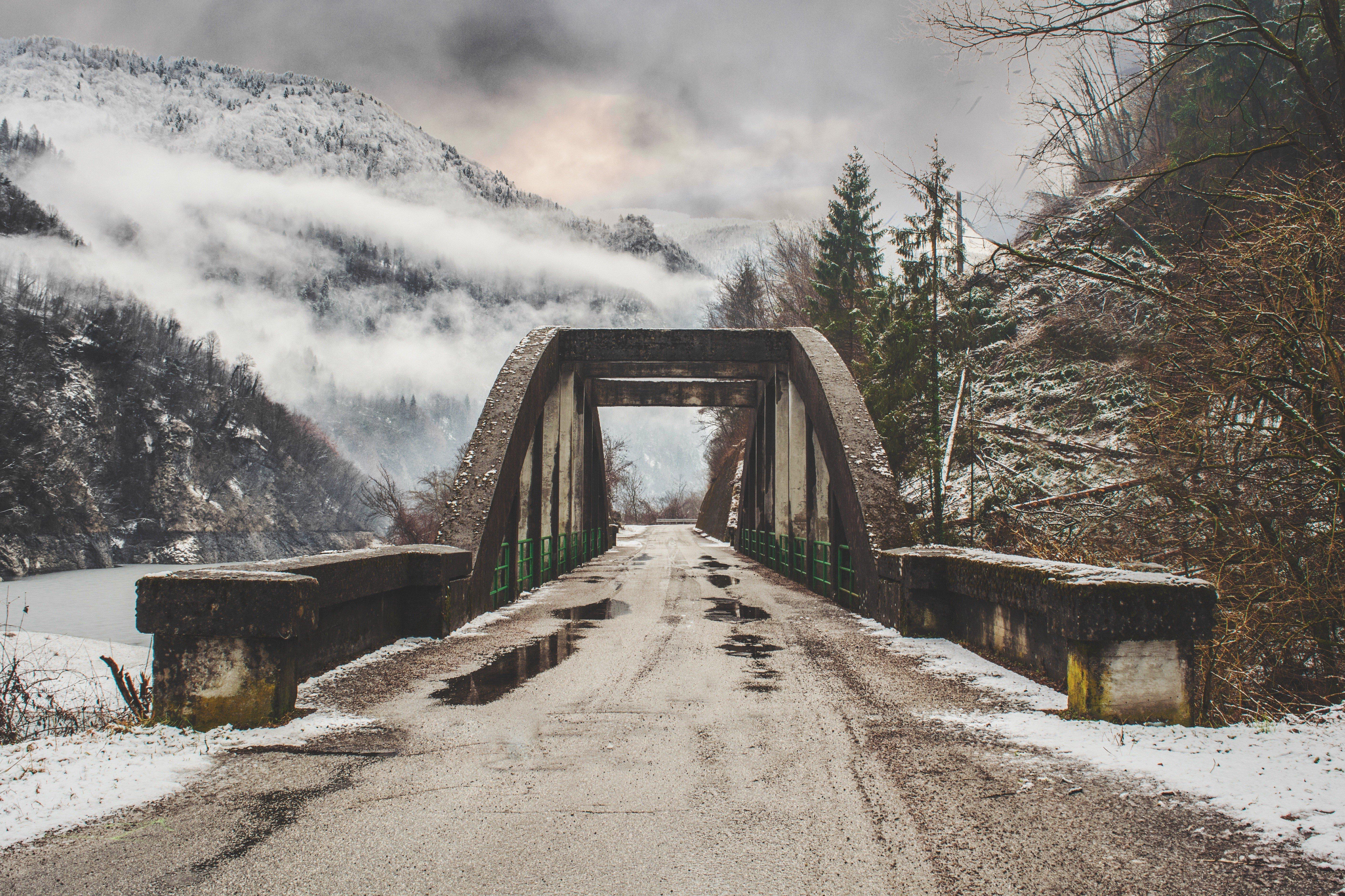 5642x3761 nature, Snow, Bridge HD Wallpaper / Desktop and Mobile Image & Photo