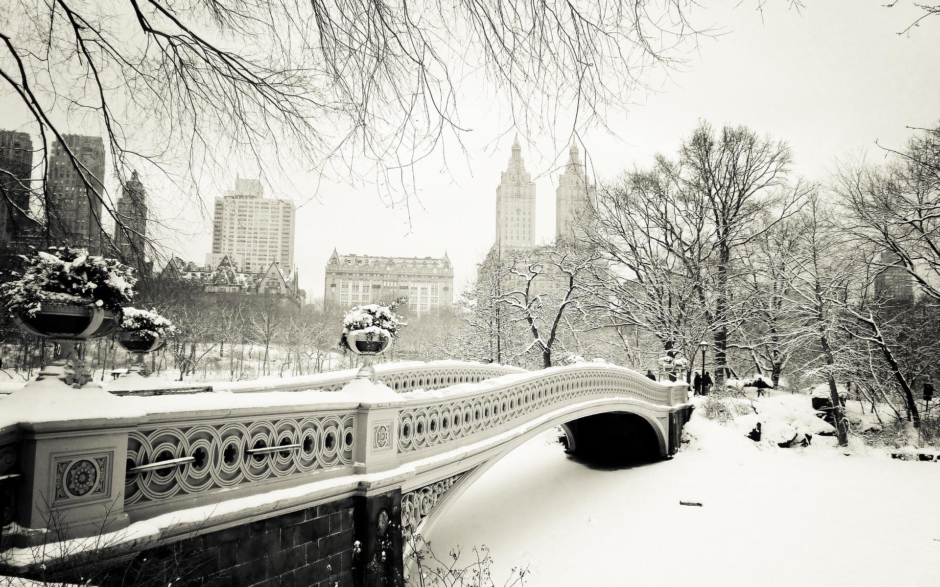 1920x1200 City bridge snow winter beauty wallpaperx1200