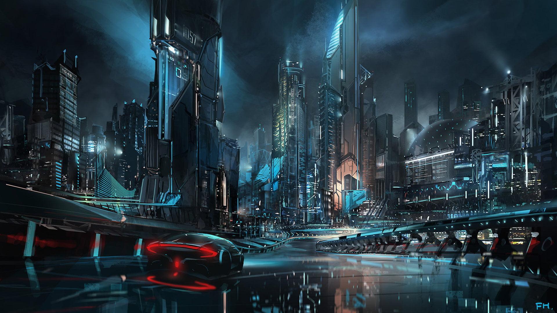 1920x1080 Wallpaper Digital, Digital Art, Artwork, Futuristic, Futuristic City • Wallpaper For You