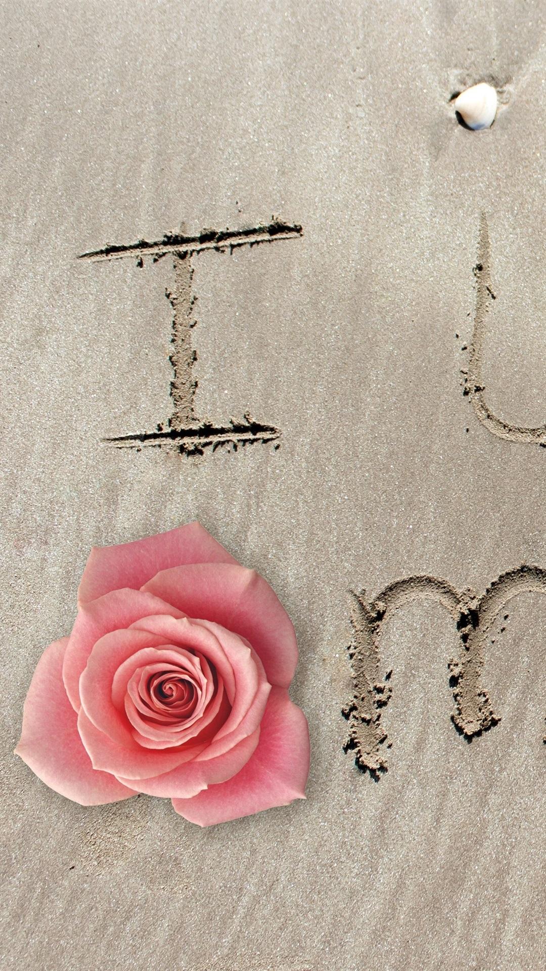 1080x1920 iPhone Wallpaper I Love Mom, Beach, Rose Wallpaper For iPhone