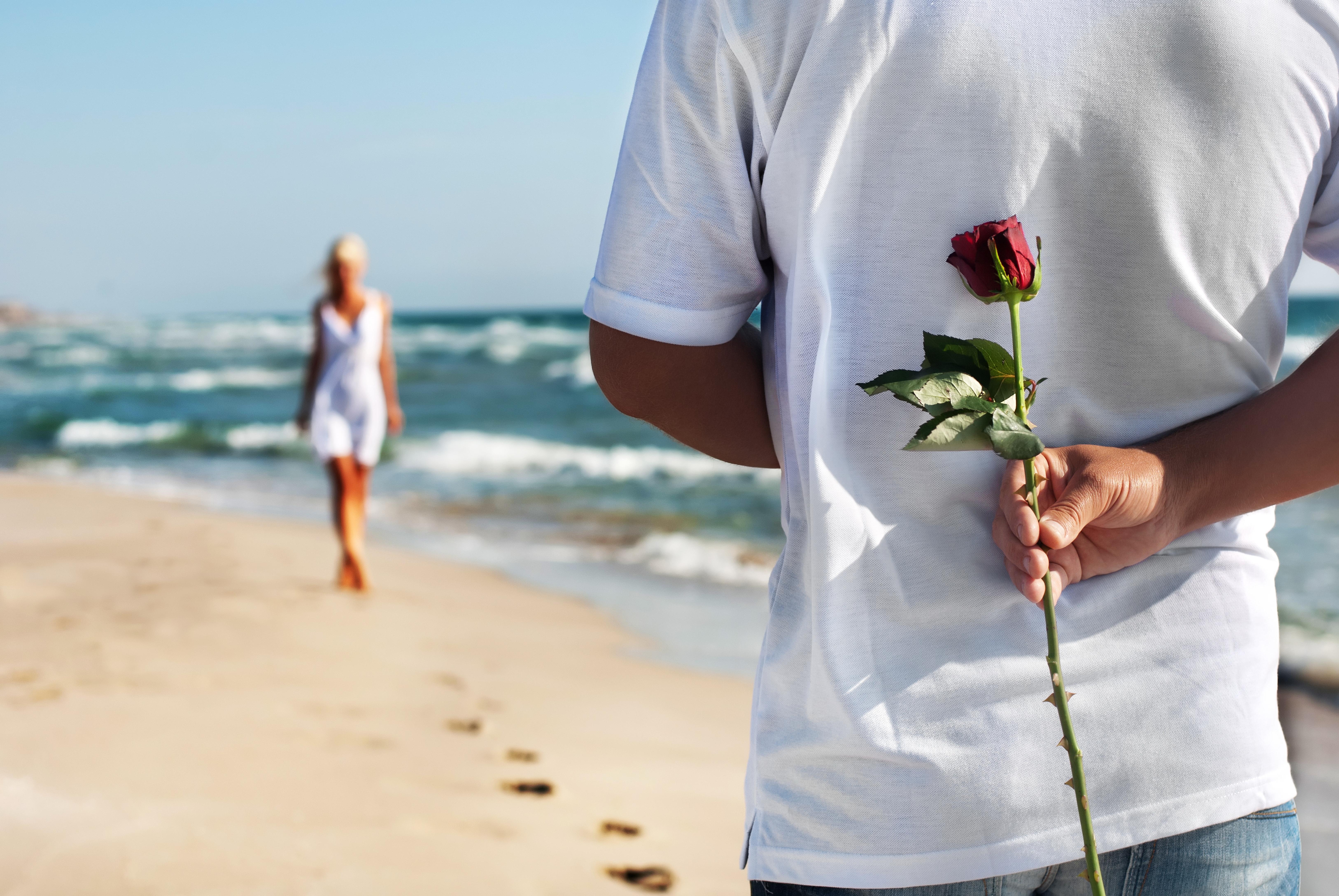 6505x4355 Love rose woman man beach sea love rose girl guy shore sea wallpaper