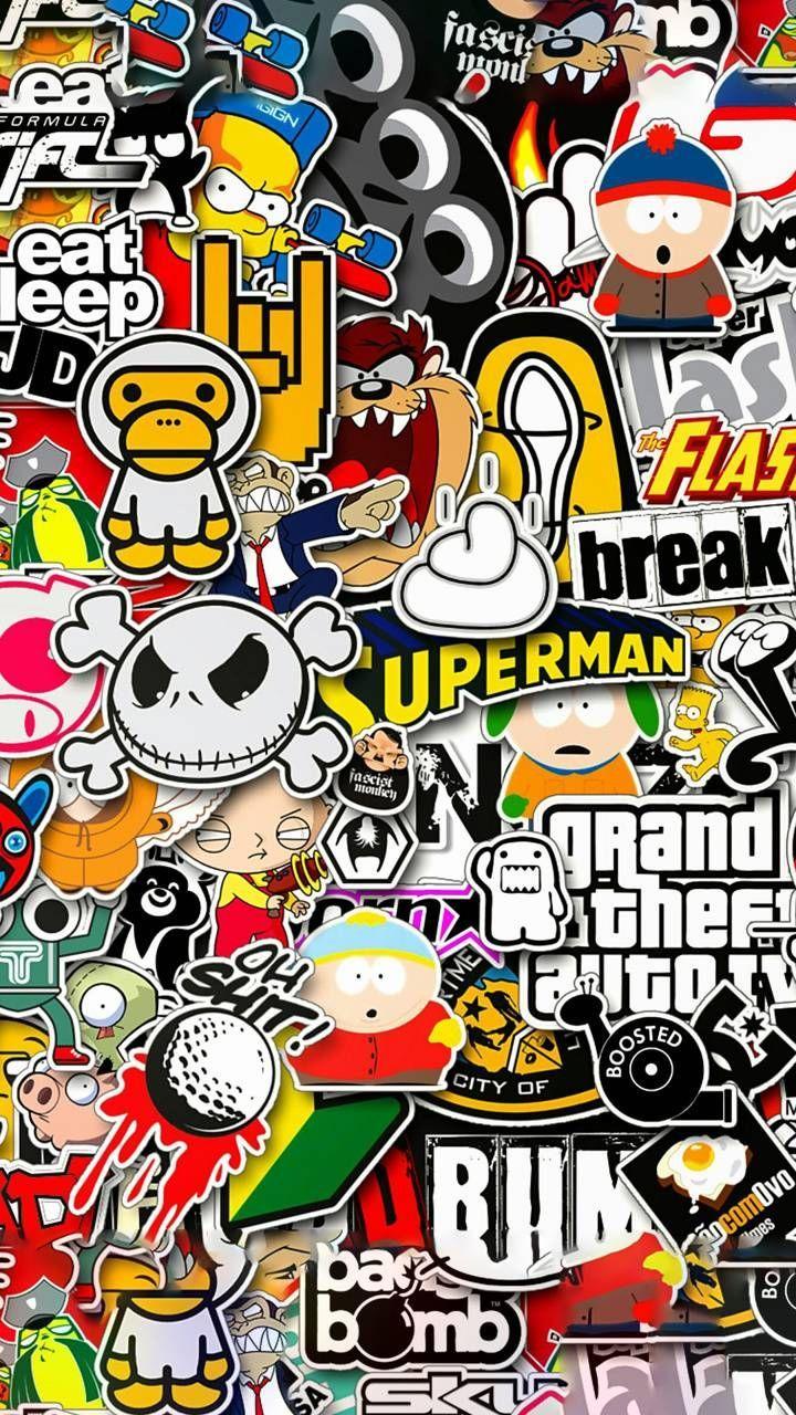 720x1280 Download Sticker brand art wallpaper by _tUrBoGuY_ now. Browse. Sticker bomb wallpaper, Graffiti wallpaper iphone, Supreme iphone wallpaper