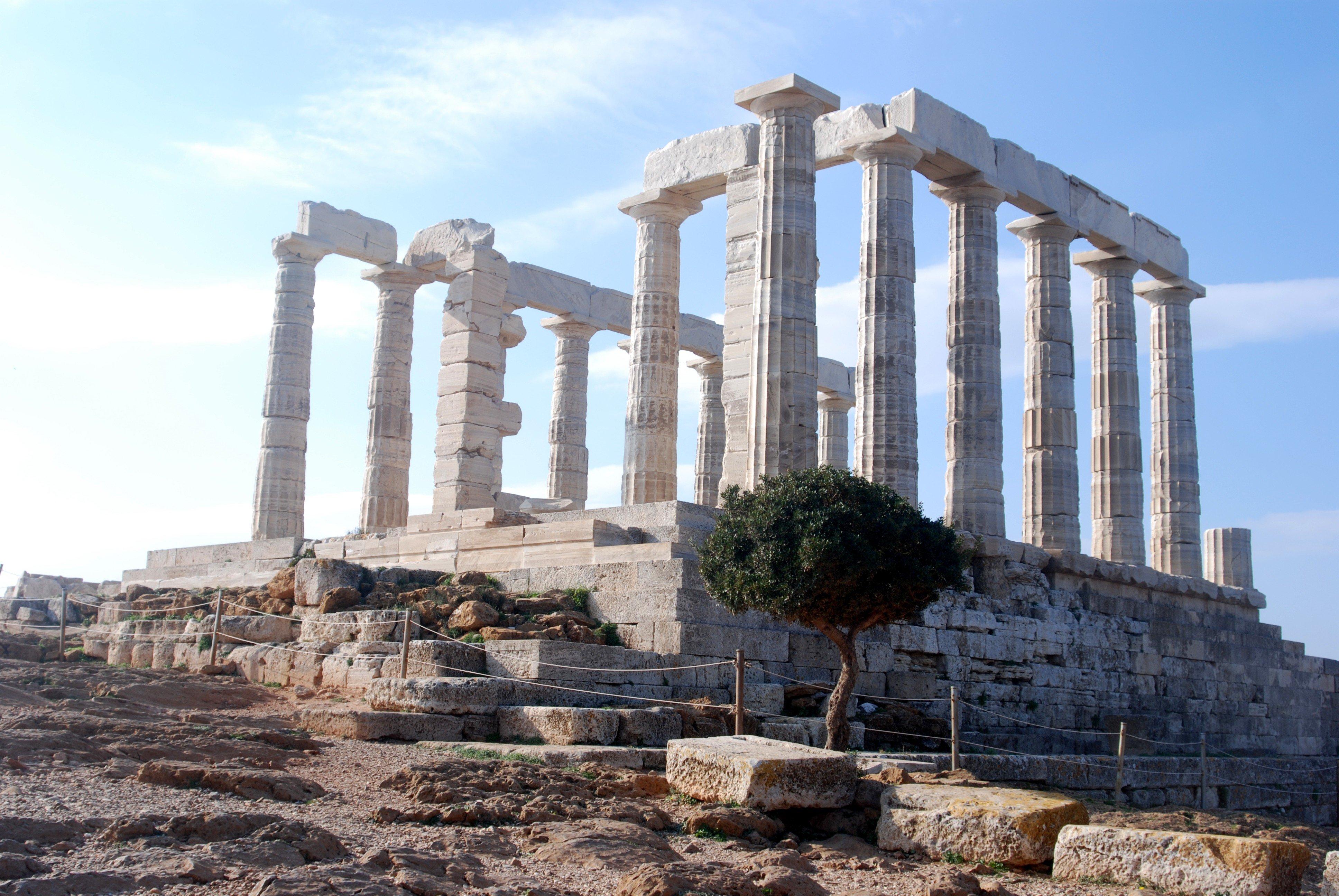 3872x2592 greece temple of poseidon ancient athens temple ruin stone pillar HD wallpaper, Background