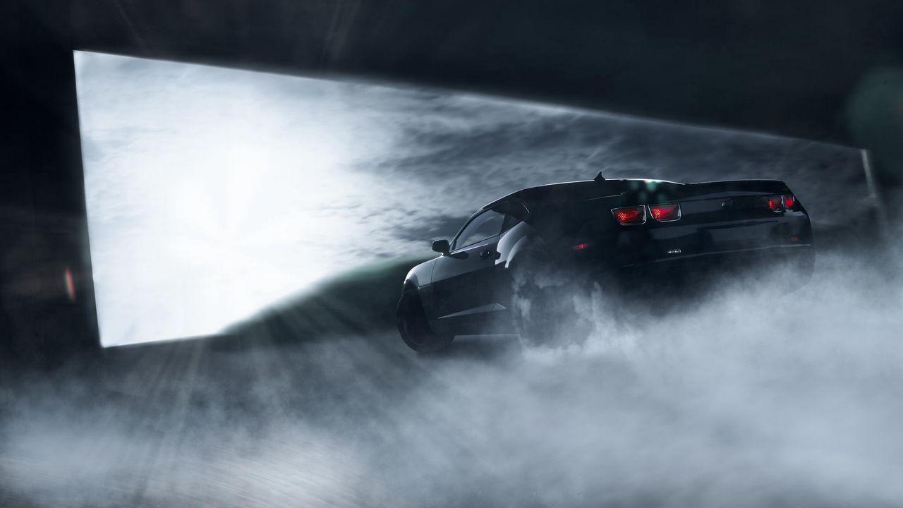 1280x720 Download wallpaper 1280x720 chevrolet, camaro, ss, muscle, black, smoke hd, hdv, 720p HD background
