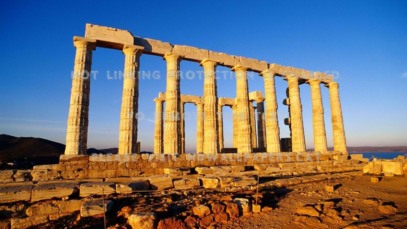 1366x768 poseidons temple in greece religious ruin