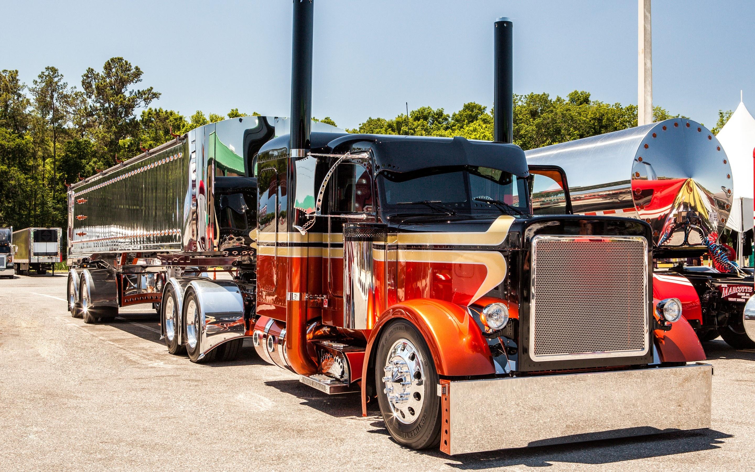 2880x1800 Peterbilt tractor trailer semi big rig custom tuning wallpaperx1800
