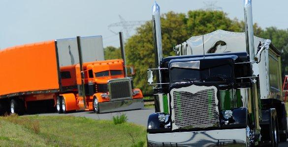 585x300 Peterbilt Big Rigs Tractor Custom Tuning Semi Roads Desktop Background Wallpaper