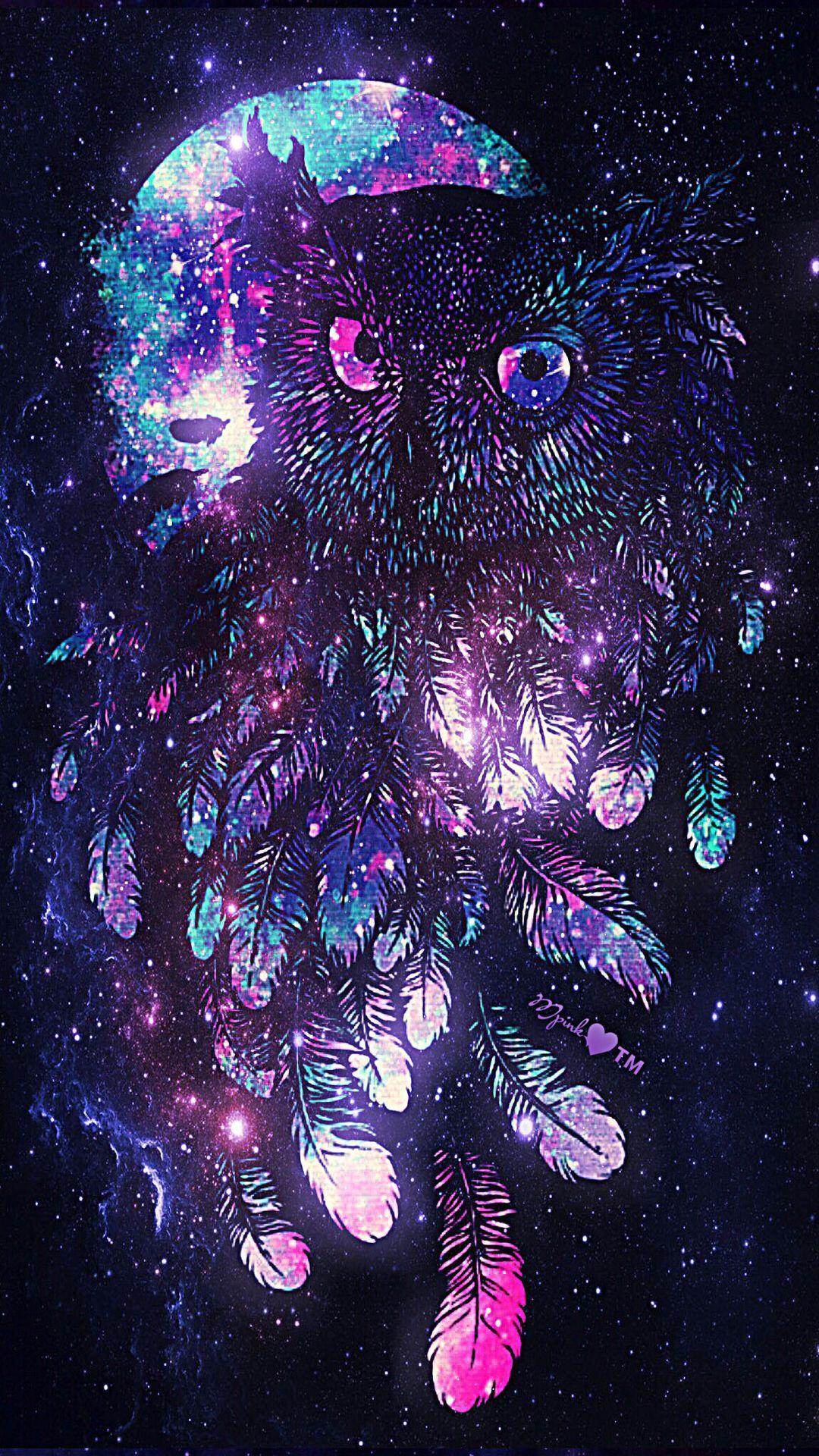 Hình nền con cú Galaxy 1080x1920.  Owls in 2019. Hình nền Galaxy, Owl