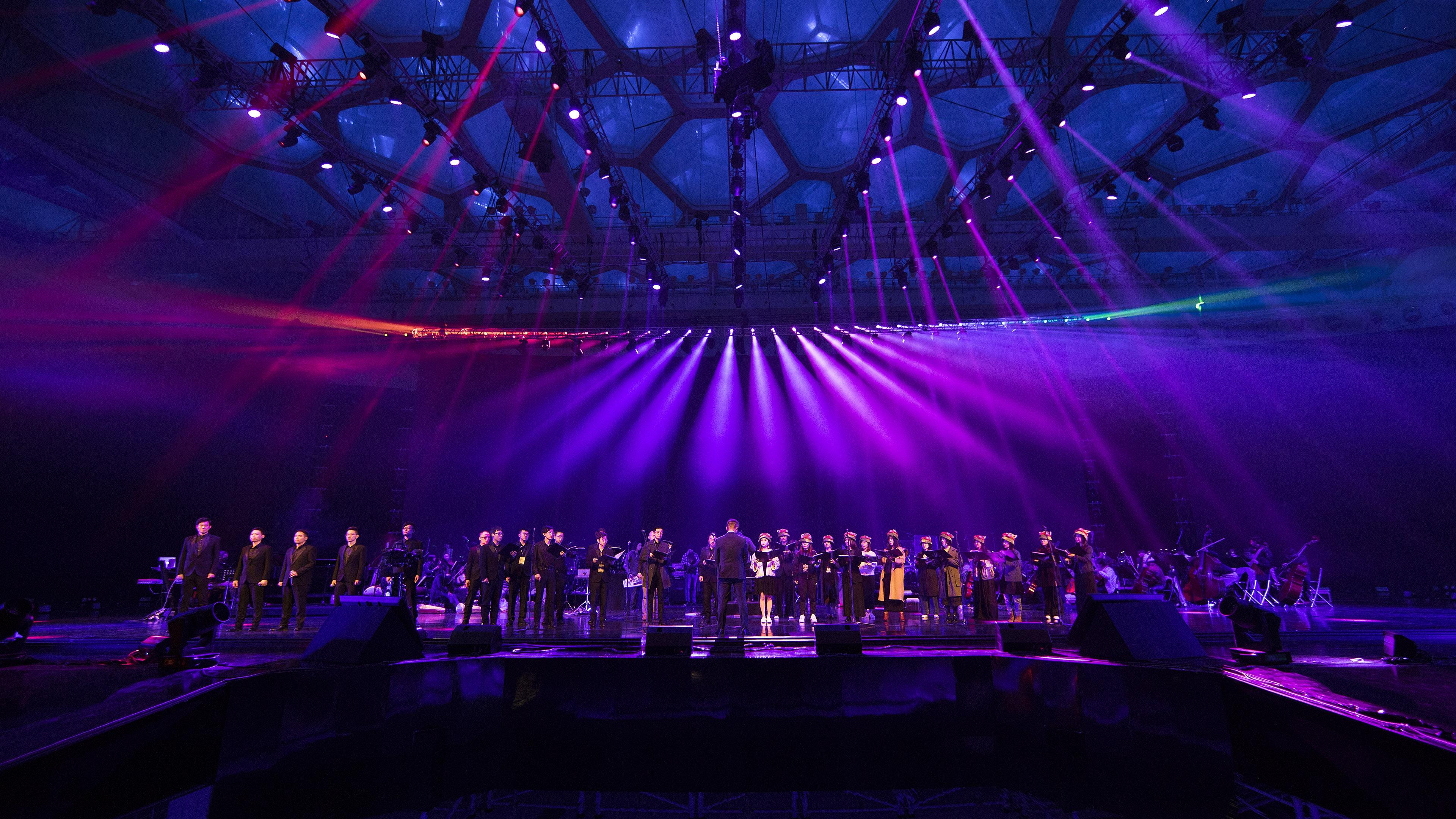3840x2160 China Water Cube Concert Brilliant Light Show