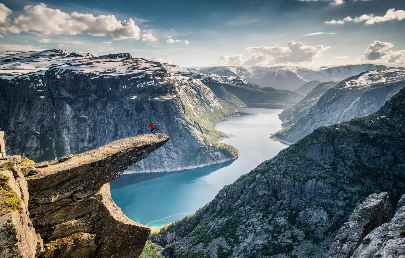 120x40cm Trolltunga Norwegen Panorama Fjord Skandinavien Bild Leinwand Sinus Art
