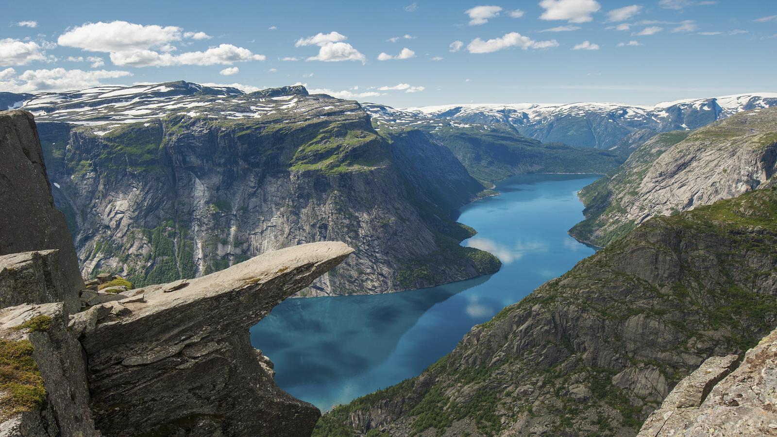 1600x900 Travel To Norway, Person Looking On The Fjords