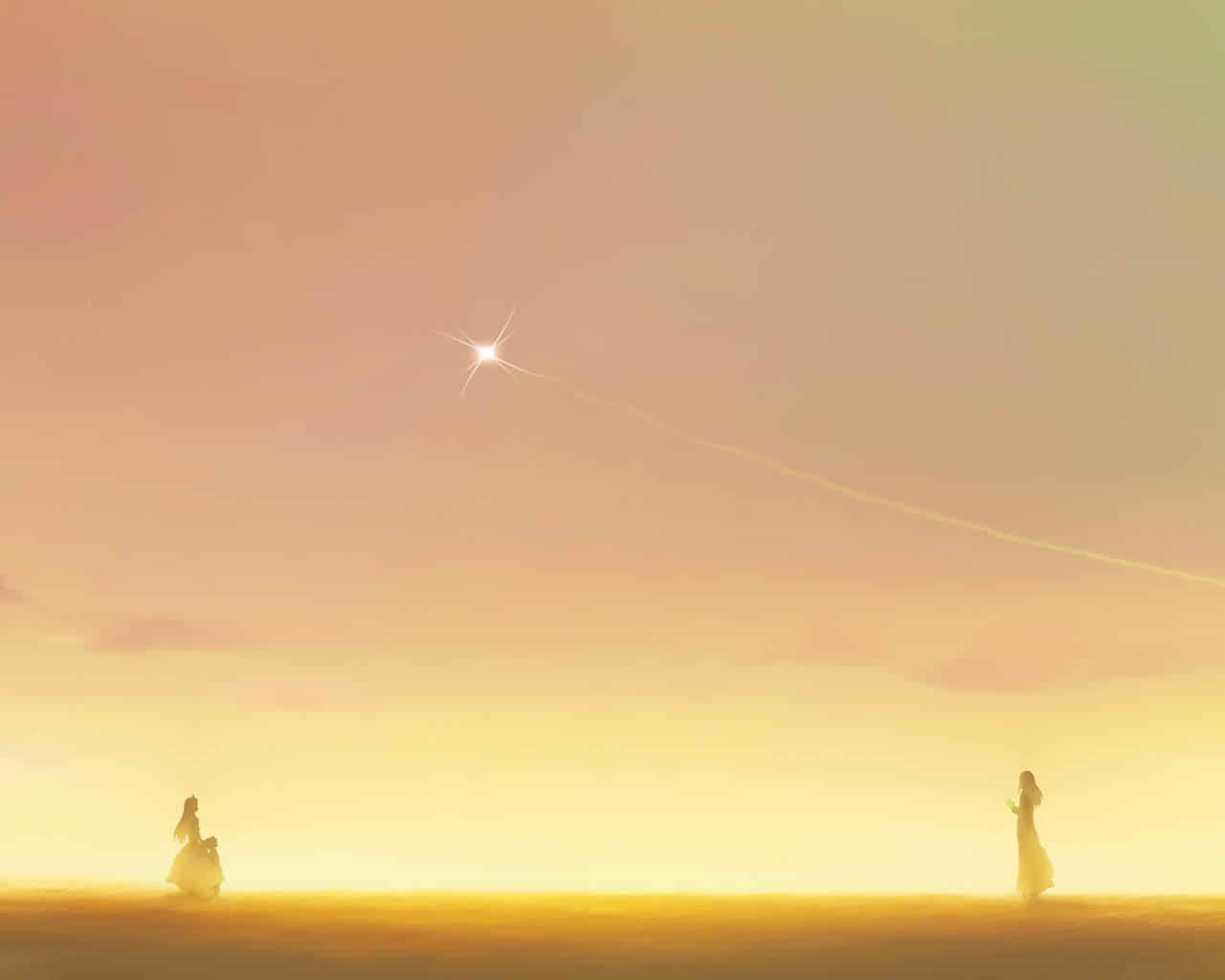 1280x1024 Cute Yellow Anime Background