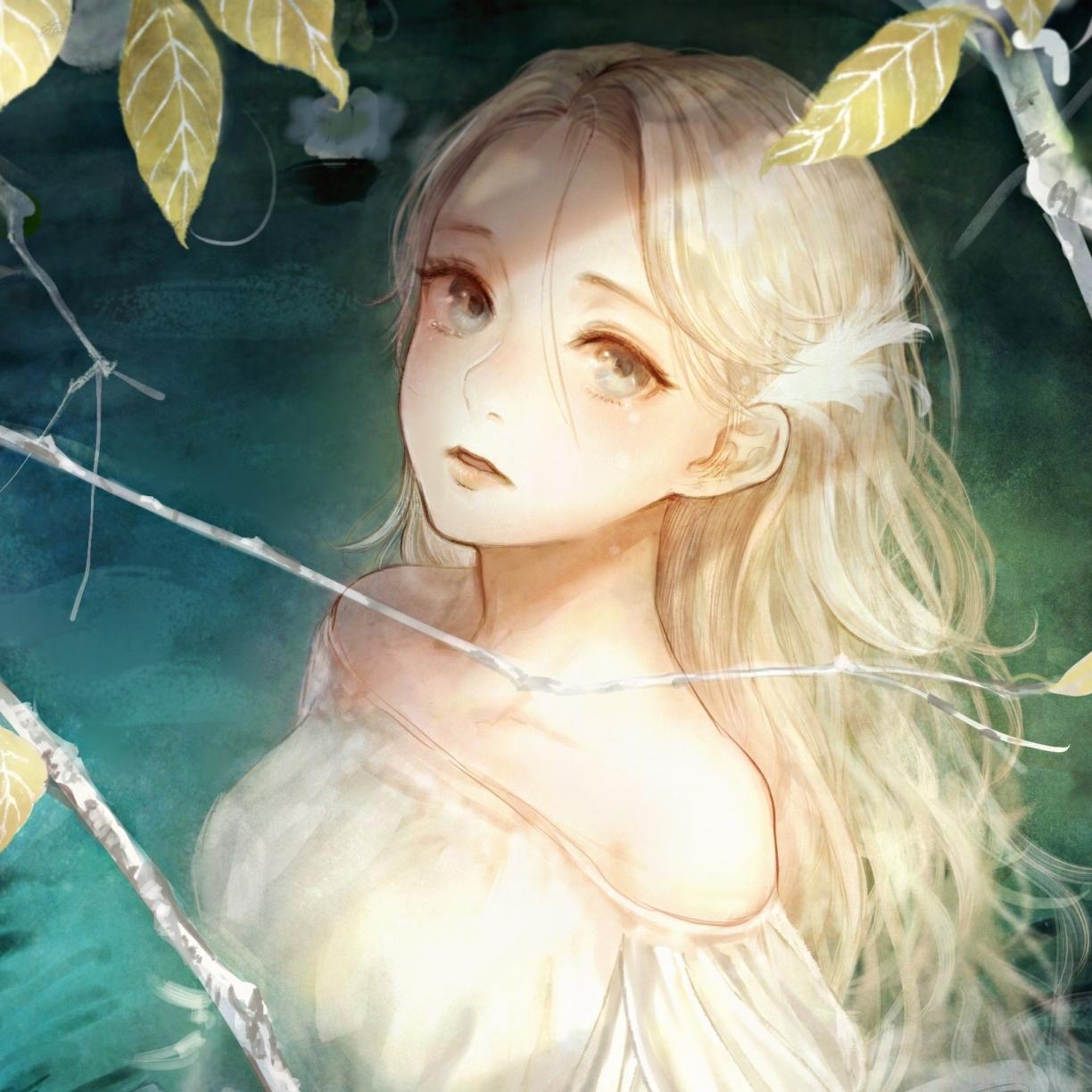 1224x1224 Desktop wallpaper artwork, cute, yellow eyes, anime girl, HD image, picture, background, 950f1f