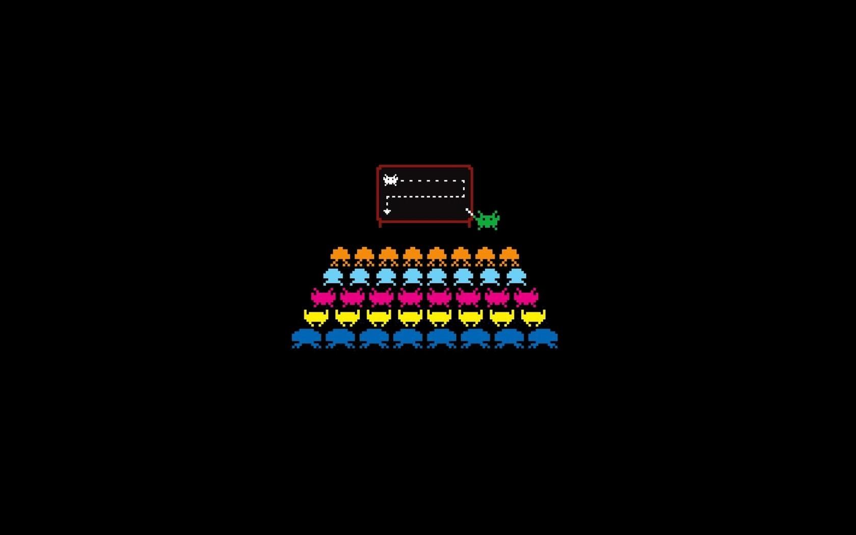 1680x1050 space invaders retro games black background HD wallpaper, Background