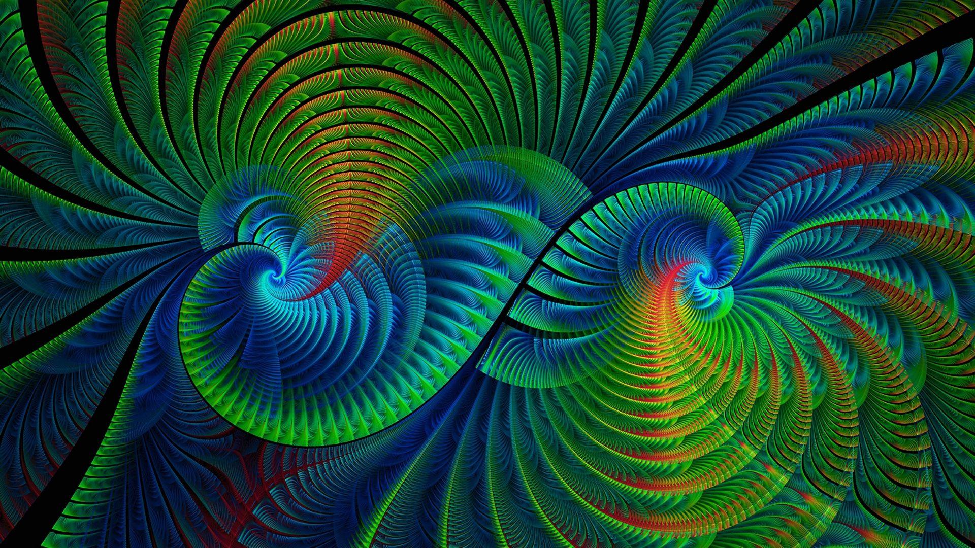1920x1080 Desktop Wallpaper Greenish Blue Fractal, Swirling, Curvy, HD Image, Picture, Background, 7441c4