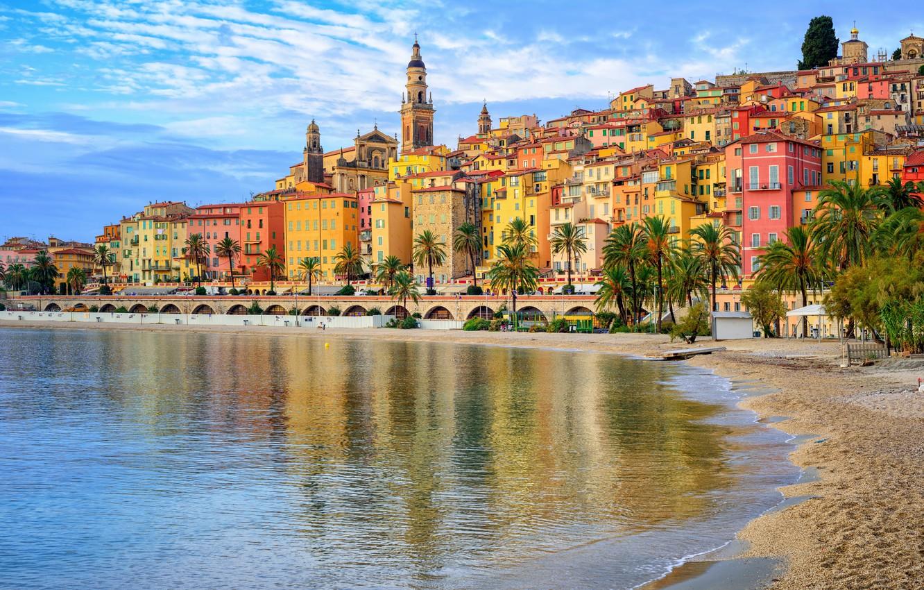 1332x850 Wallpaper sea, coast, France, home, coast, France, houses, Menton image for desktop, section город